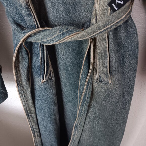 AFRM LONG  DENIM TRENCH COAT 205.00 RETAIL NWT - Picture 2 of 9